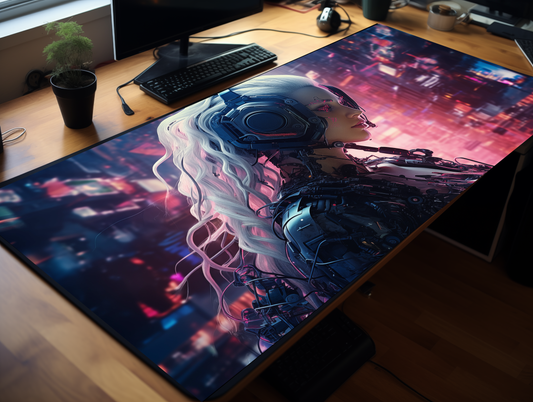 Cyber Punk Desk Mat and Mouse Pad Gaming Gift